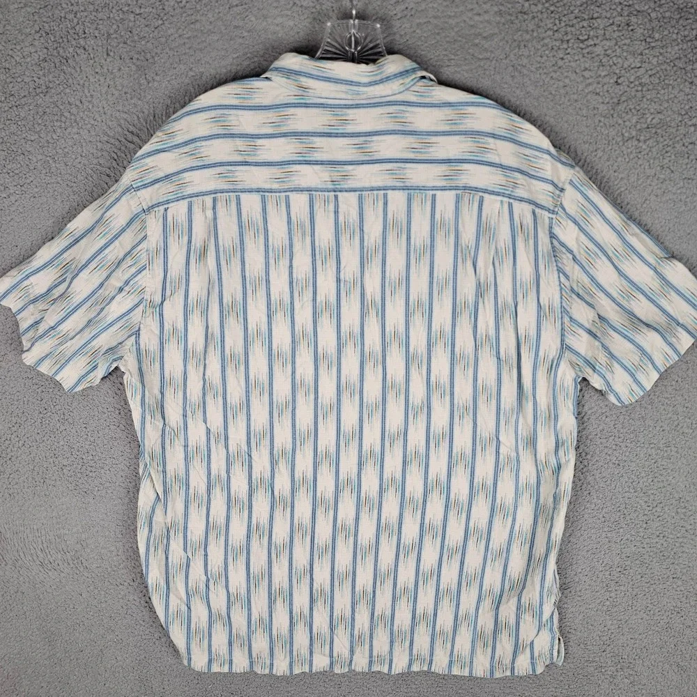 Tommy Bahama Button Down Mens XL Blue IslandZone Silk Blend Ikat Stripe Shirt
